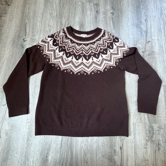 LL Bean Cashmere Fair Isle Sweater medium petite - Picture 1 of 8